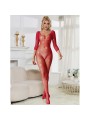 SUBBLIME - 952419 FISHNET BODYSTOCKING WITH DIAMONDS LONG SLEEVE RED X