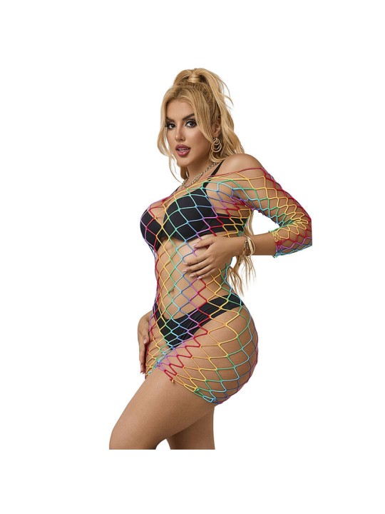 SUBBLIME - 952426 RAINBOW MANGA LONGA FISHNET VESTIDO TAMANHO ÚNICO