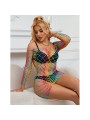 SUBBLIME - 952426 RAINBOW LONG SLEEVE FISHNET DRESS ONE SIZE
