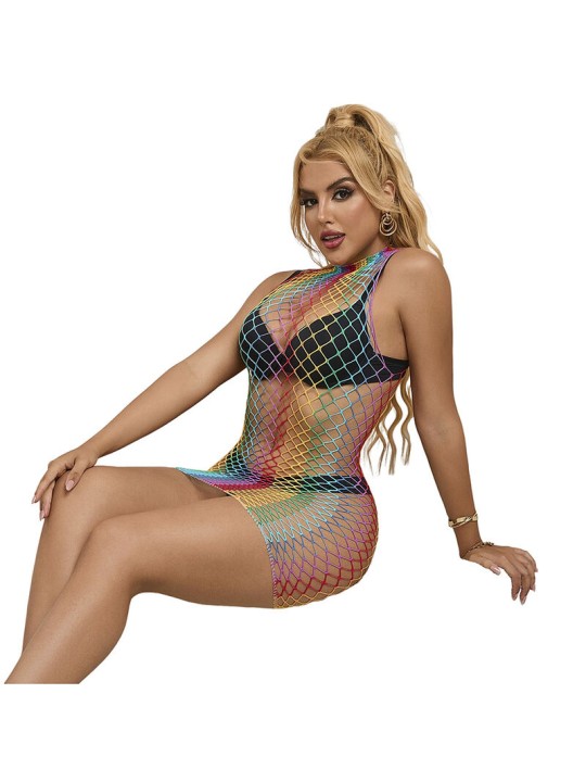 SUBBLIME - 952433 VESTIDO DE REJILLA SIN MANGAS CON CUELLO ALTO ARCOIR