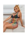 SUBBLIME - 952433 RAINBOW HOHER KRAGEN RMELLOSER NETZ KLEID EINE GRÖSS