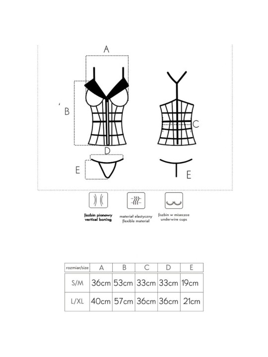 LIVCO CORSETTI FASHION - LAURA LC 20215 CORSET + THONG S/M