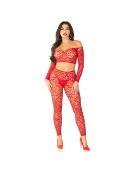 LEG AVENUE - CROP TOP + MEDIAS ROJO TALLA ÚNICA