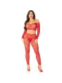 LEG AVENUE - CROP TOP + STRÜMPFE ROT EINHEITSGRÖSSE