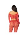 LEG AVENUE - CROP TOP + STRÜMPFE ROT EINHEITSGRÖSSE