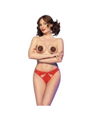 CHILIROSE - CR 4839 ENSEMBLE DE NOËL CACHE-TÉTONS + CULOTTE ROUGE L/XL