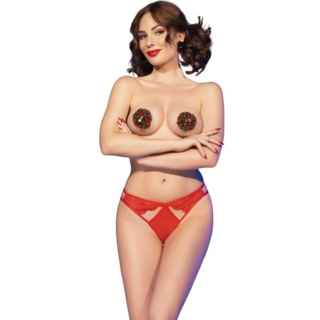 CHILIROSE - CR 4839 KERSTSET TEPELSCHILDEN + RODE SLIPJES L/XL