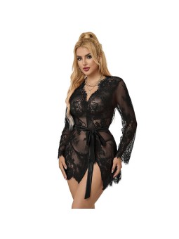 SUBBLIME - 953768 CAMISOLA DE NOITE DE RENDA + TANGA PRETA L/XL