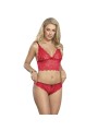 SUBBLIME - 953898 CAMISOLA DE SEDA E RENDA + CALCINHA VERMELHA S/M