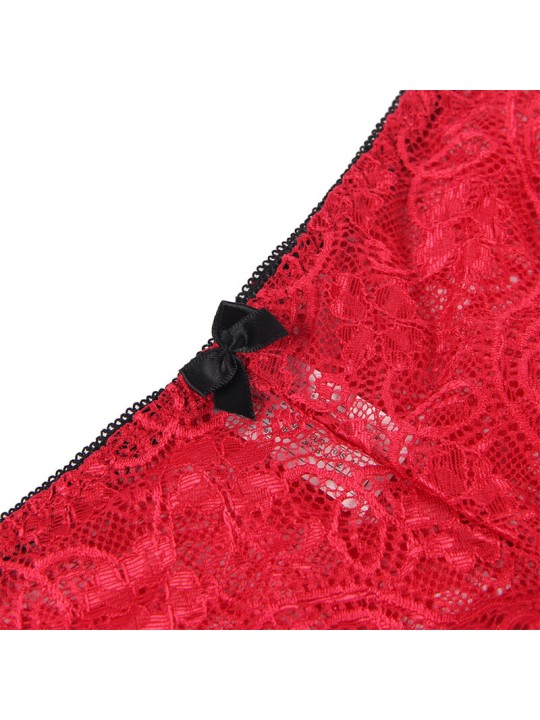 SUBBLIME - 953898 SILK AND LACE NIGHTGOWN + PANTIES RED S/M