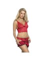 SUBBLIME - 953904 NACHTHEMD + HÖSCHEN AUS SEIDE UND SPITZE ROT L/XL