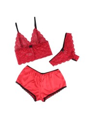 SUBBLIME - 953904 CAMICIA DA NOTTE IN SETA E PIZZO + SLIP ROSSO L/XL