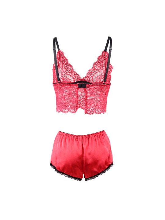 SUBBLIME - 953904 CAMISOLA DE SEDA E RENDA + CALCINHA VERMELHA L/XL