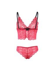 SUBBLIME - 953904 CAMICIA DA NOTTE IN SETA E PIZZO + SLIP ROSSO L/XL
