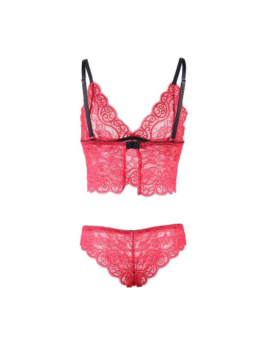 SUBBLIME - 953904 NACHTHEMD + HÖSCHEN AUS SEIDE UND SPITZE ROT L/XL