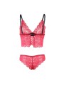 SUBBLIME - 953904 CAMICIA DA NOTTE IN SETA E PIZZO + SLIP ROSSO L/XL
