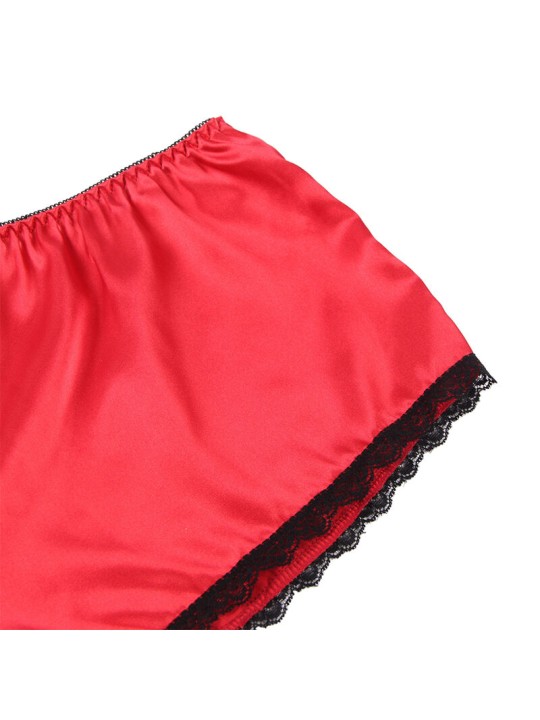 SUBBLIME - 953904 NACHTHEMD + HÖSCHEN AUS SEIDE UND SPITZE ROT L/XL