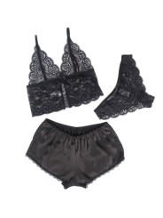 SUBBLIME - 953911 CAMICIA DA NOTTE IN SETA E PIZZO + SLIP NERO S/M