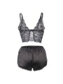 SUBBLIME - 953911 CAMICIA DA NOTTE IN SETA E PIZZO + SLIP NERO S/M