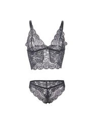 SUBBLIME - 953911 CAMICIA DA NOTTE IN SETA E PIZZO + SLIP NERO S/M