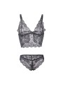 SUBBLIME - 953911 CHEMISIER DE NUIT EN SOIE ET DENTELLE + CULOTTE NOIR