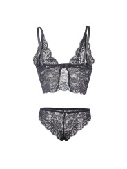 SUBBLIME - 953928 CAMICIA DA NOTTE IN SETA E PIZZO + SLIP NERO L/XL