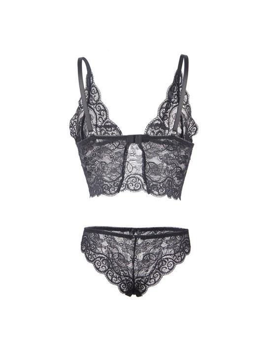 SUBBLIME - 953928 CAMISOLA DE SEDA E RENDA + CALCINHA PRETA L/XL