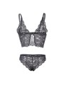 SUBBLIME - 953928 SILK AND LACE NIGHTGOWN + PANTIES BLACK L/XL