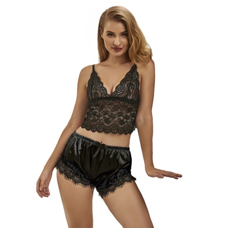 SUBBLIME - 953935 PIJAMA SEXY SATEN Y ENCAJE NEGRO S/M