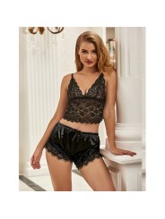 SUBBLIME - 953935 PIJAMA SEXY SATEN Y ENCAJE NEGRO S/M