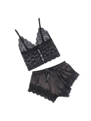 SUBBLIME - 953942 CAMISOLA DE SEDA CASUAL + CALÇA DE RENDA PRETA L/XL
