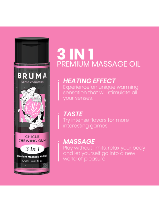 BRUMA - ÓLEO DE MASSAGEM PREMIUM EFEITO CALOR SABOR GOMA 3 EM 1 - 100 