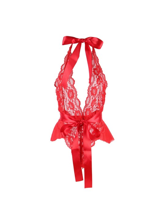 SUBBLIME - 953980 SEXY BODY MIT RÜSCHEN + GÜRTEL ROT L/XL