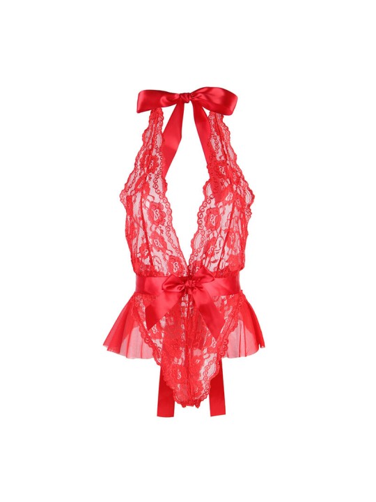 SUBBLIME - 953980 SEXY BODY MIT RÜSCHEN + GÜRTEL ROT L/XL