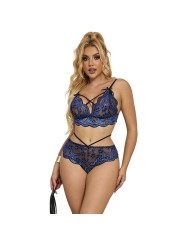 SUBBLIME - 954062 SUJETADOR + PANTIES ENCAJE AZUL S/M
