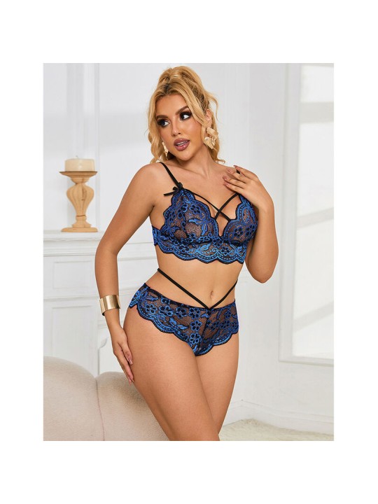 SUBBLIME - 954062 BH + HÖSCHEN SPITZE BLAU S/M