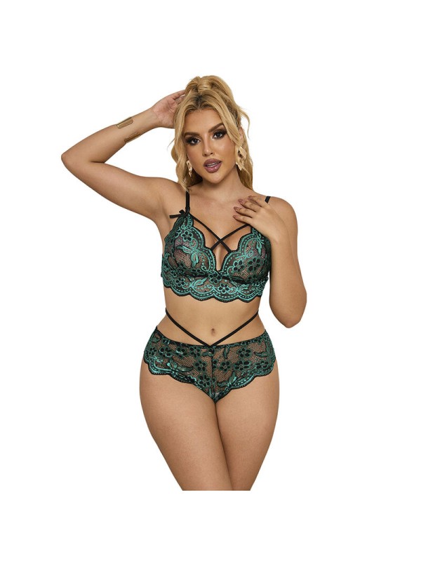 SUBBLIME - 954086 GROENE KANTEN BH + SLIPJE S/M