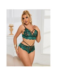 SUBBLIME - 954086 SUJETADOR + PANTIES ENCAJE VERDE S/M