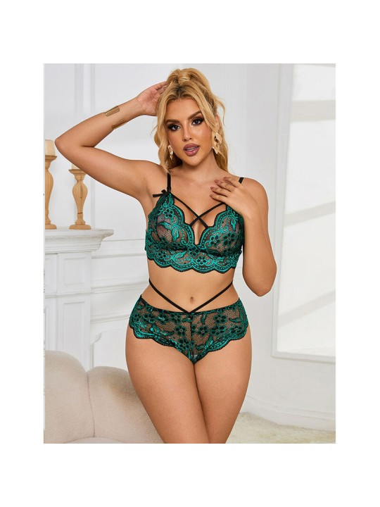 SUBBLIME - 954086 GROENE KANTEN BH + SLIPJE S/M