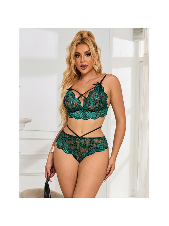 SUBBLIME - 954086 BRA + PANTIES LACE GREEN S/M