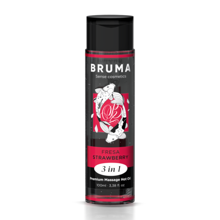 BRUMA - ACEITE DE MASAJE PREMIUM EFECTO CALOR SABOR FRESA 3 EN 1 - 100