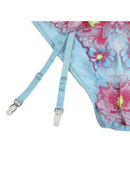 SUBBLIME - 954109 BH + SLIPJE MET KOUSENBAND BLAUW BLOEMENDESIGN S/M