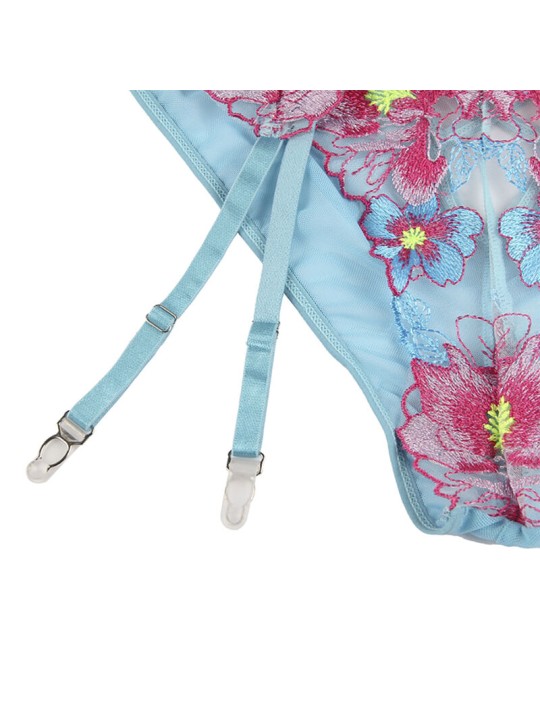 SUBBLIME - 954109 SUJETADOR + PANTIES CON LIGUERO DISEÑO FLORAL AZUL S