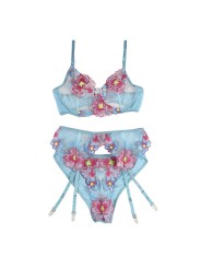 SUBBLIME - 954116 BH + SLIPJE MET KOUSENBAND BLAUW BLOEMENDESIGN L/XL