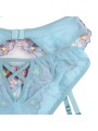 SUBBLIME - 954116 BH + HÖSCHEN MIT STRUMPFGÜRTEL BLUMENDESIGN BLAU L/X