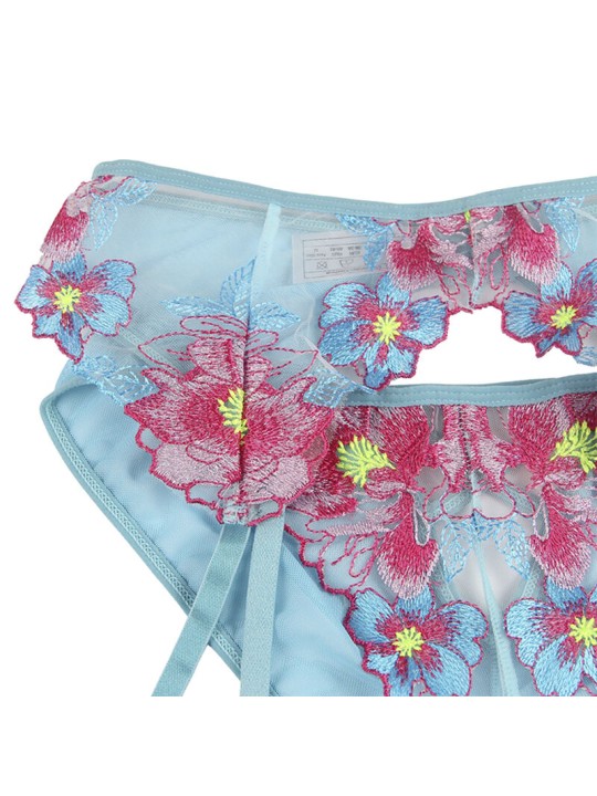 SUBBLIME - 954116 BH + SLIPJE MET KOUSENBAND BLAUW BLOEMENDESIGN L/XL