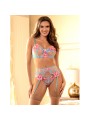 SUBBLIME - 954116 SUJETADOR + PANTIES CON LIGUERO DISEÑO FLORAL AZUL L