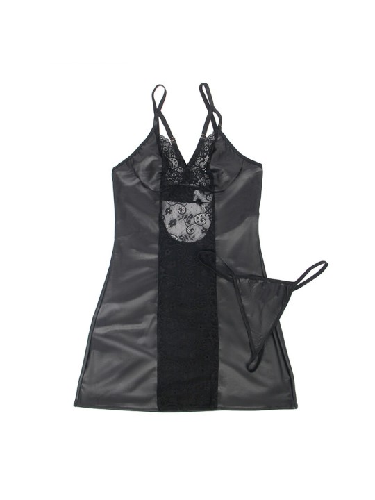SUBBLIME - 954161 ZWARTE LEDEREN JURK + STRONG S/M
