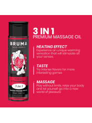 BRUMA - ACEITE DE MASAJE PREMIUM EFECTO CALOR SABOR FRESA 3 EN 1 - 100