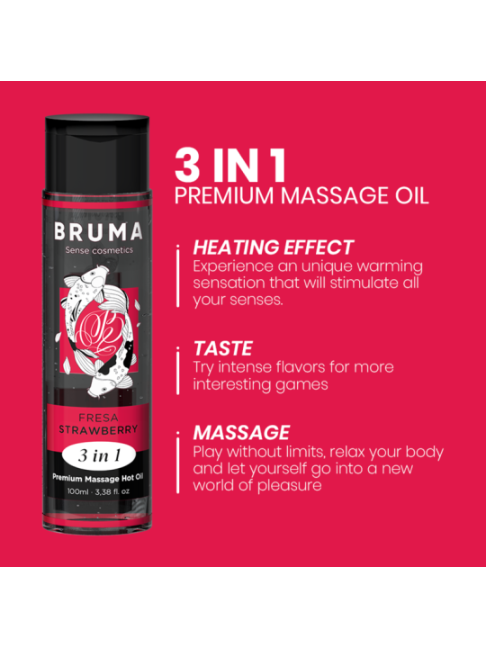 BRUMA - ÓLEO DE MASSAGEM PREMIUM EFEITO CALOR SABOR MORANGO 3 EM 1 - 1